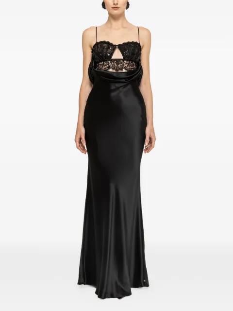 lace-panel satin maxi dress by NISSA