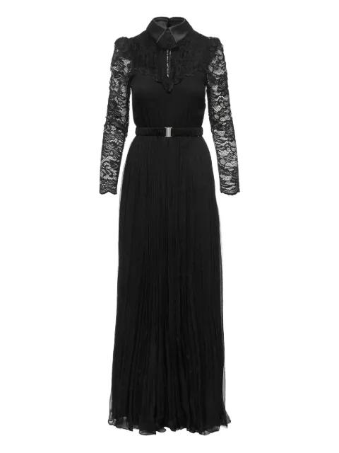 lace-panel silk maxi dress by NISSA