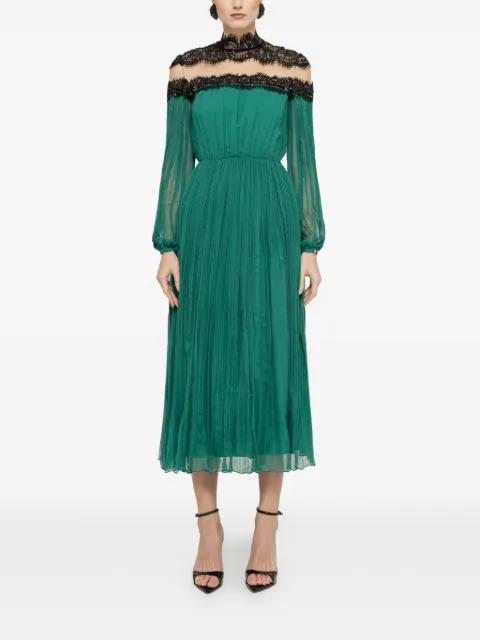 lace panel silk midi dress by NISSA
