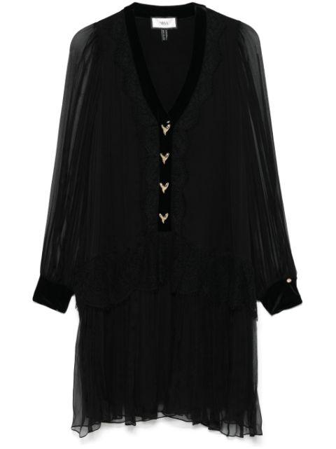 lace-panelling silk mini dress by NISSA