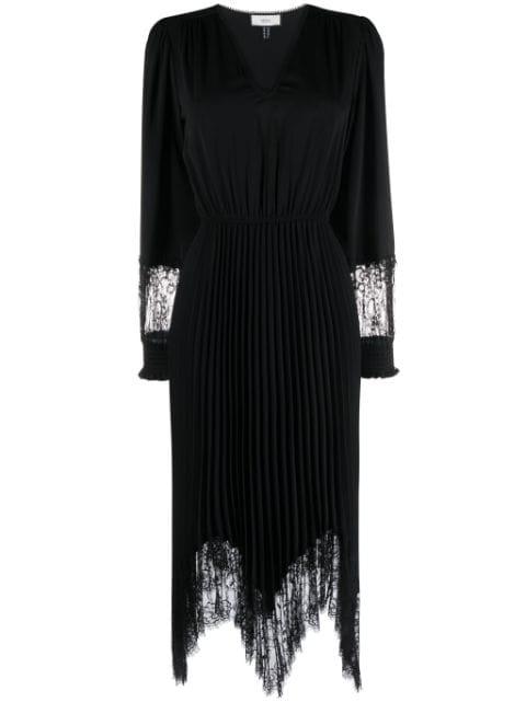 lace-trimmed pleated dress by NISSA