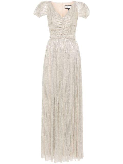 metallic-striped maxi dress by NISSA