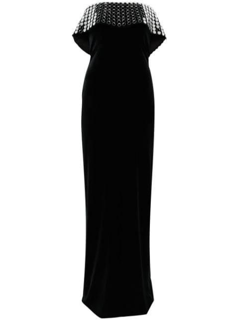 mirror-embellished velvet gown by NISSA