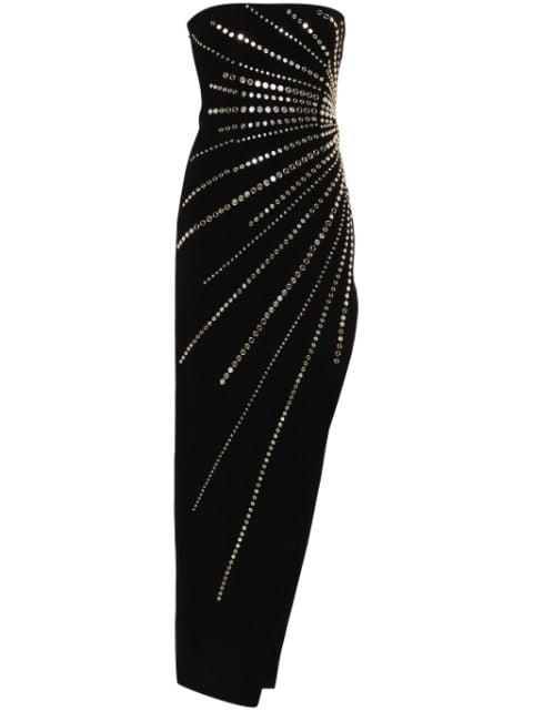 mirrored-studs asymmetric maxi dress by NISSA