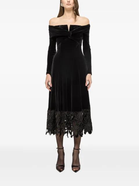 off-shoulder velvet midi dress by NISSA