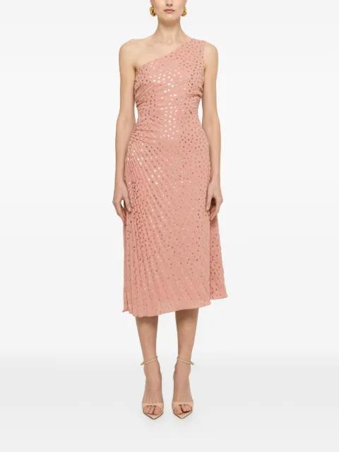 one-shoulder pleated midi dress by NISSA