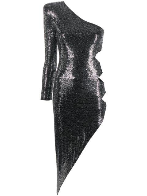 one-shoulder sequinned midi dress by NISSA