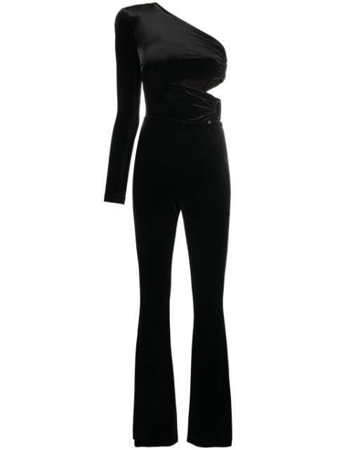 one-shoulder velvet jumpsuit by NISSA
