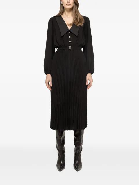 pleated belted midi dress by NISSA