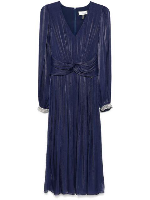 pleated chiffon midi dress by NISSA