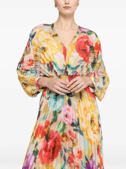 pleated printed midi dress by NISSA