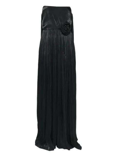 pleated rose-embellished maxi dress by NISSA