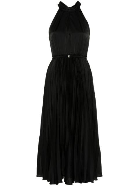 pleated satin midi dress by NISSA