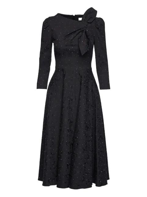 rhinestone-embellished brocade midi dress by NISSA