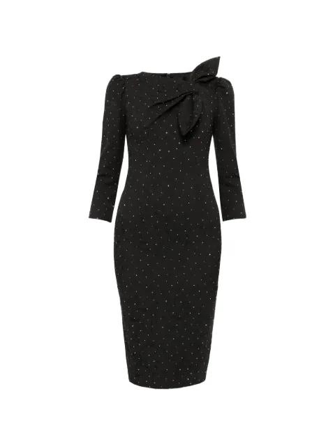 rhinestone-embellished brocade midi dress by NISSA