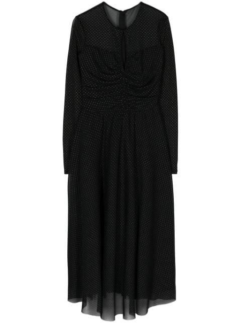rhinestone-embellished tulle midi dress by NISSA