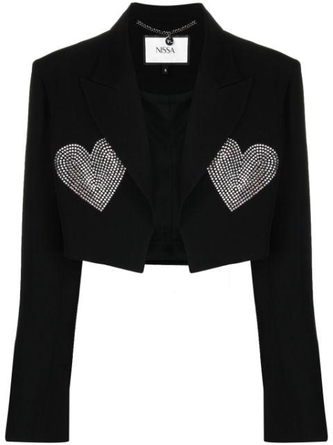 rhinestone-heart cropped jacket by NISSA