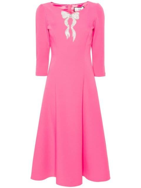 rhinestoned crepe midi dress by NISSA