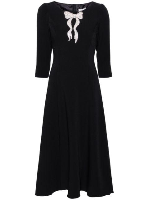 rhinestoned crepe midi dress by NISSA