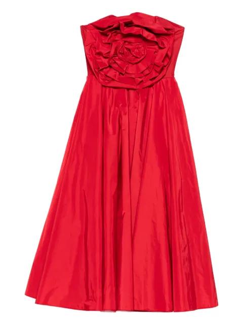 rose-embellished strapless midi dress by NISSA
