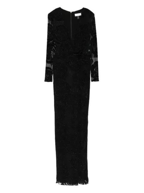 rose-print glitter maxi dress by NISSA