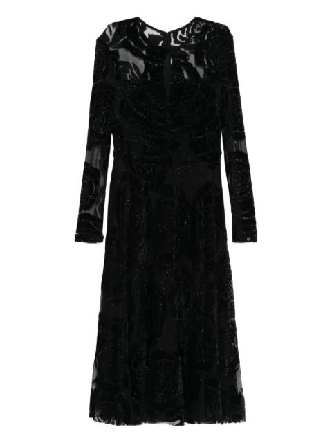 rose-print long-sleeve midi dress by NISSA