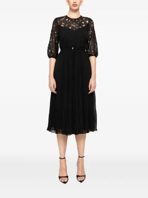 round-neck pleated midi dress by NISSA