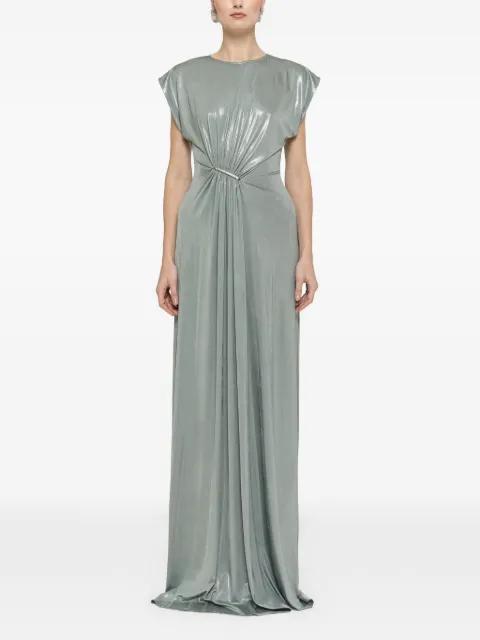ruched metallic stretch-jersey maxi dress by NISSA