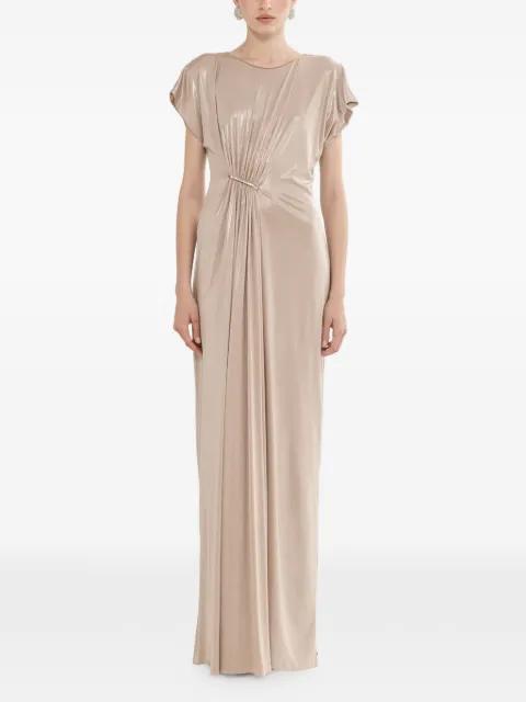 ruched metallic stretch-jersey maxi dress by NISSA