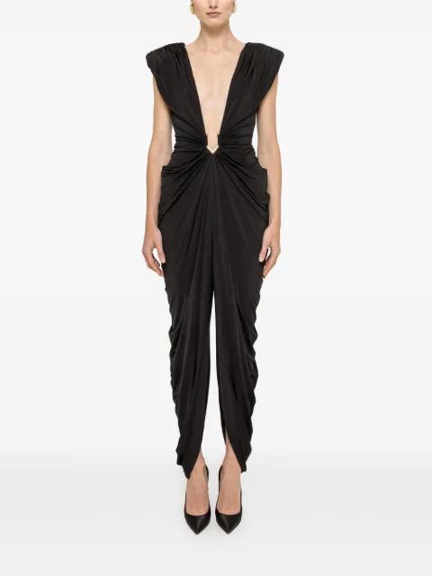 ruched plunge-neck jumpsuit by NISSA
