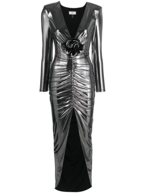 ruffle-detailing V-neck dress by NISSA