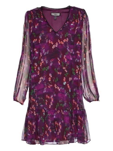 ruffle floral silk mini dress by NISSA