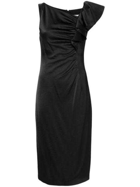ruffled satin midi dress by NISSA