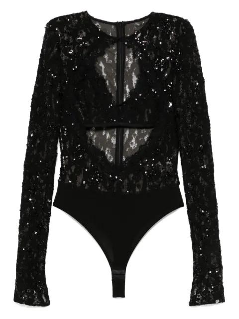 sequin-detail lace bodysuit by NISSA