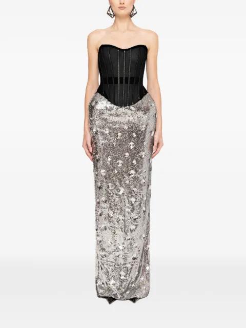 sequin-embellished corset gown by NISSA