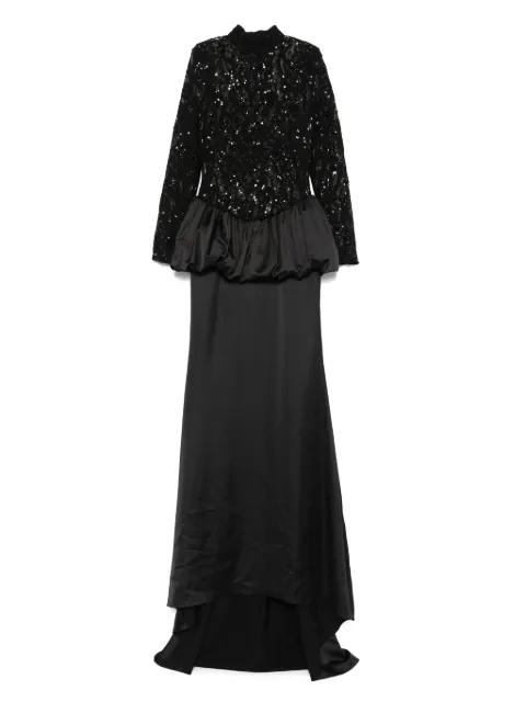 sequin-embellished lace gown by NISSA