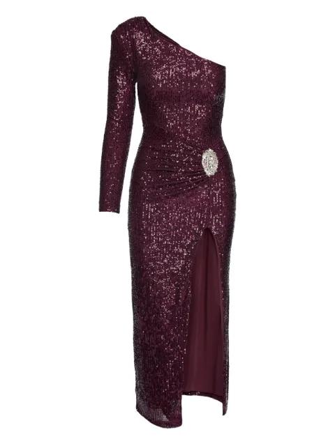 sequin-embellished one-shoulder maxi dress by NISSA
