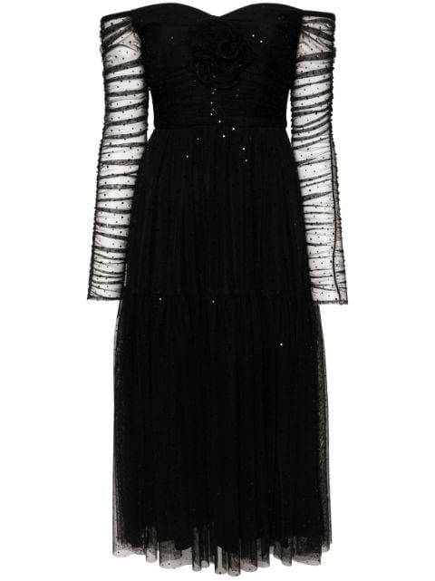 sequin embellished-tulle midi dress by NISSA