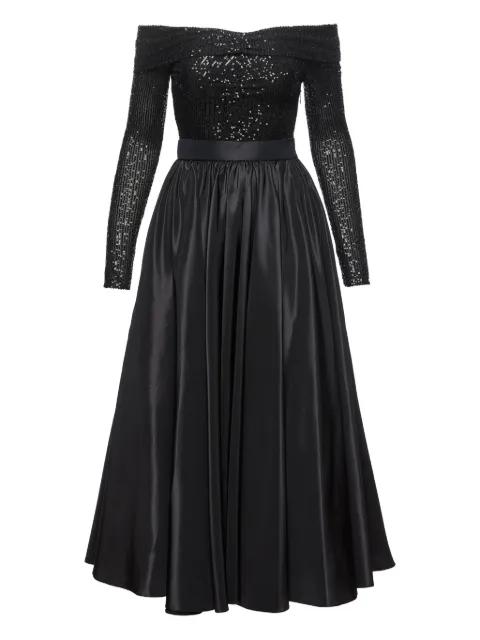 sequin-panel taffeta midi dress by NISSA