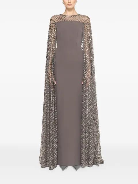sequined cape maxi dress by NISSA