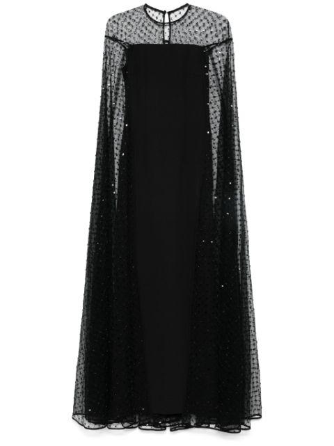 sequined cape maxi dress by NISSA