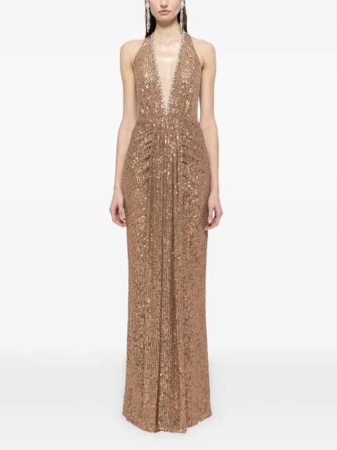 sequined halterneck maxi dress by NISSA