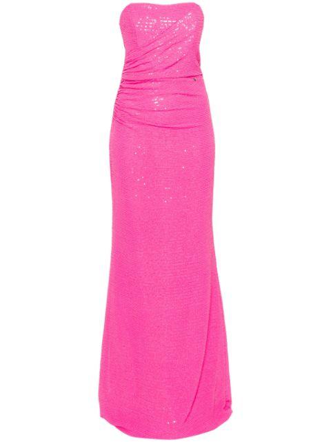 sequinned strapless gown by NISSA