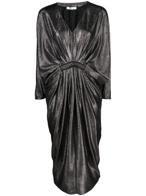 shimmer pleated midi dress by NISSA