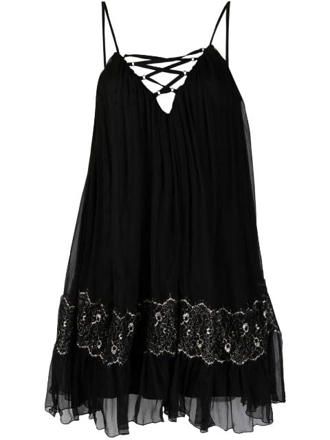strap-detail silk mini dress by NISSA