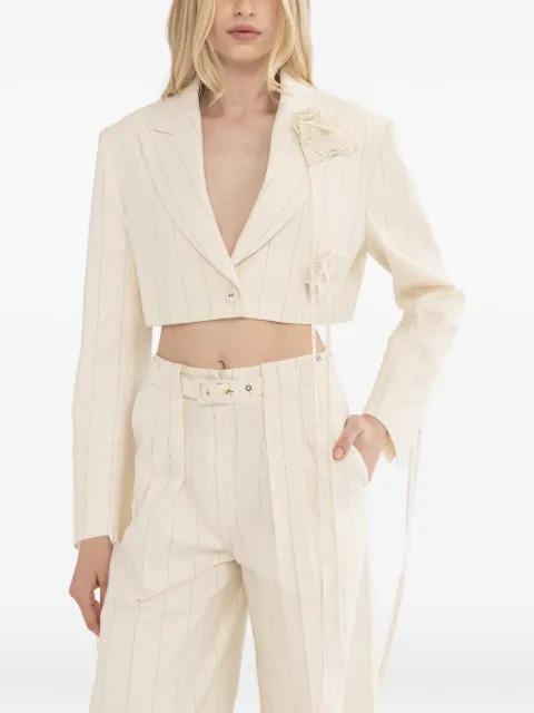 striped cropped jacket by NISSA