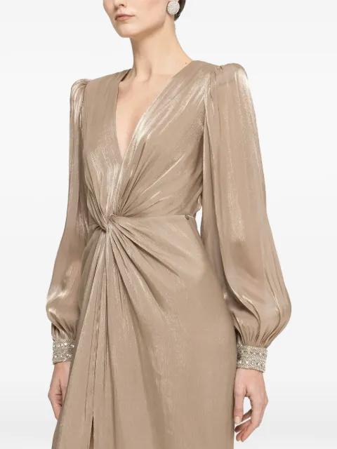 twist-detail chiffon maxi dress by NISSA