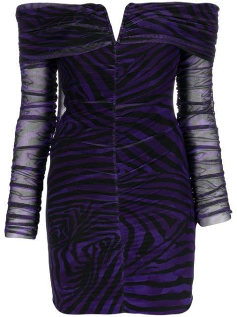 zebra-print off-shoulder minidress by NISSA