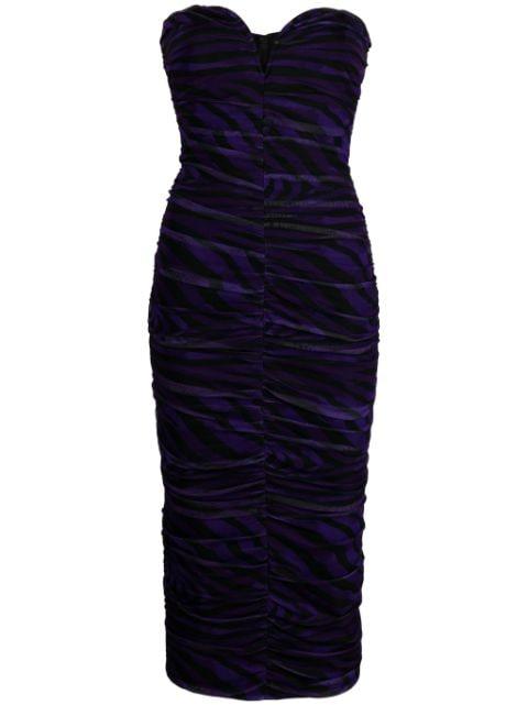 zebra-print ruched midi dress by NISSA