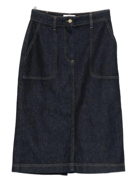denim midi skirt by NIU